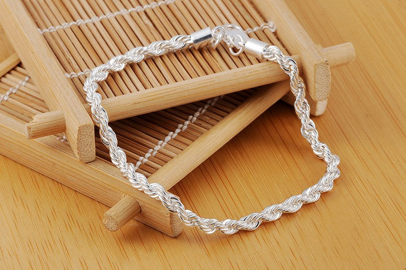 wholesale 925 Sterling silver Classic Twisted rope chain Bracelets for Wedding party Wild Christmas Gift fashion Jewelry