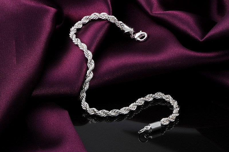 wholesale 925 Sterling silver Classic Twisted rope chain Bracelets for Wedding party Wild Christmas Gift fashion Jewelry