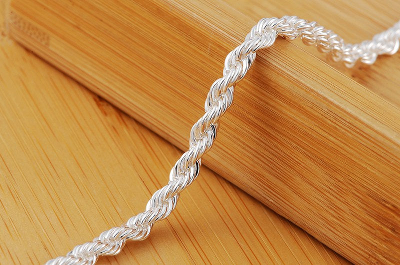 wholesale 925 Sterling silver Classic Twisted rope chain Bracelets for Wedding party Wild Christmas Gift fashion Jewelry