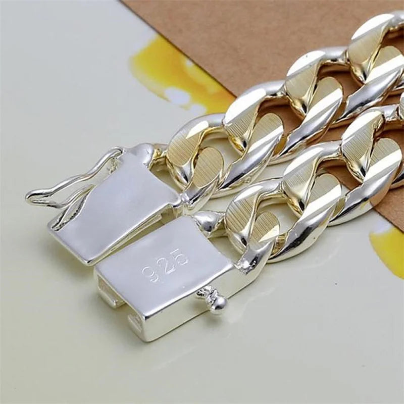 925 Silver Gold  Exquisite 10mm Chain Men Women Chain Noble Wedding Bracelet Fashion Charm Wedding Birthday Gift Some Style