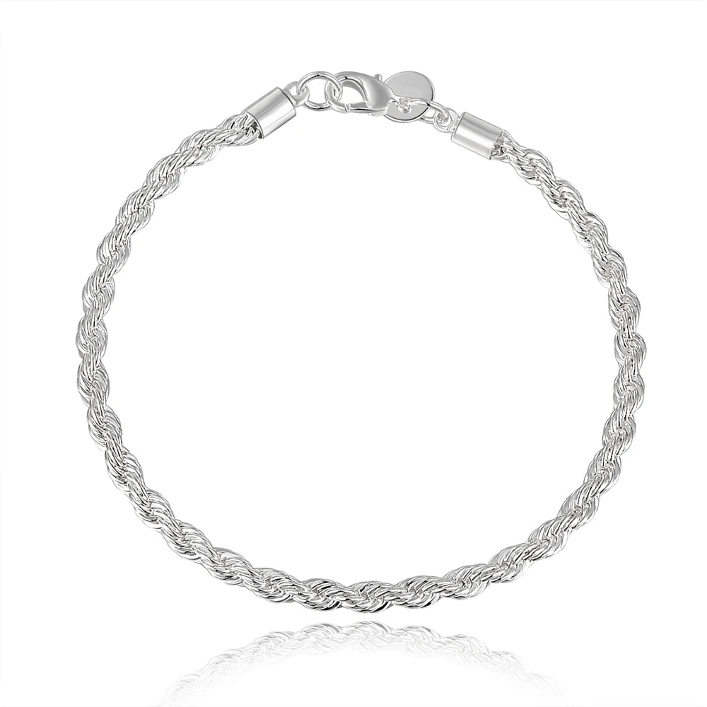 wholesale 925 Sterling silver Classic Twisted rope chain Bracelets for Wedding party Wild Christmas Gift fashion Jewelry