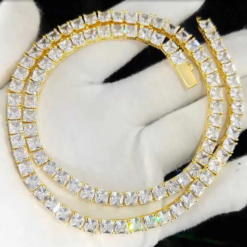 High Quality 5mm Iced Out Diamond Chain Copper Zircon Jewelry Gold Plated Diamond Hip Hop Tennis Chain Gift For Women/Men