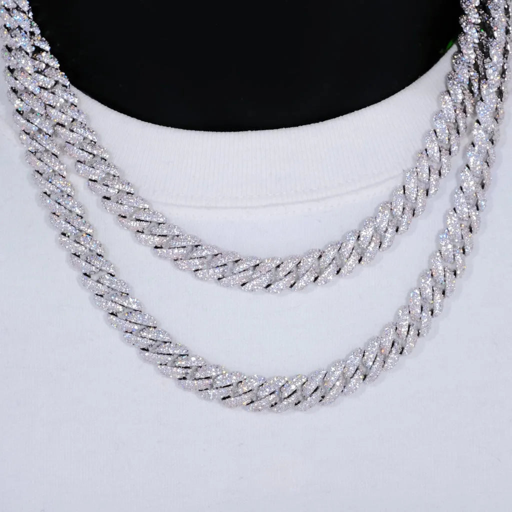 10mm Iced Cuban Link Chain White Gold Color 2 Rows Bling 5A+ Cubic Zirconia Diamond Necklace Luxury Jewelry Gift for Men Women