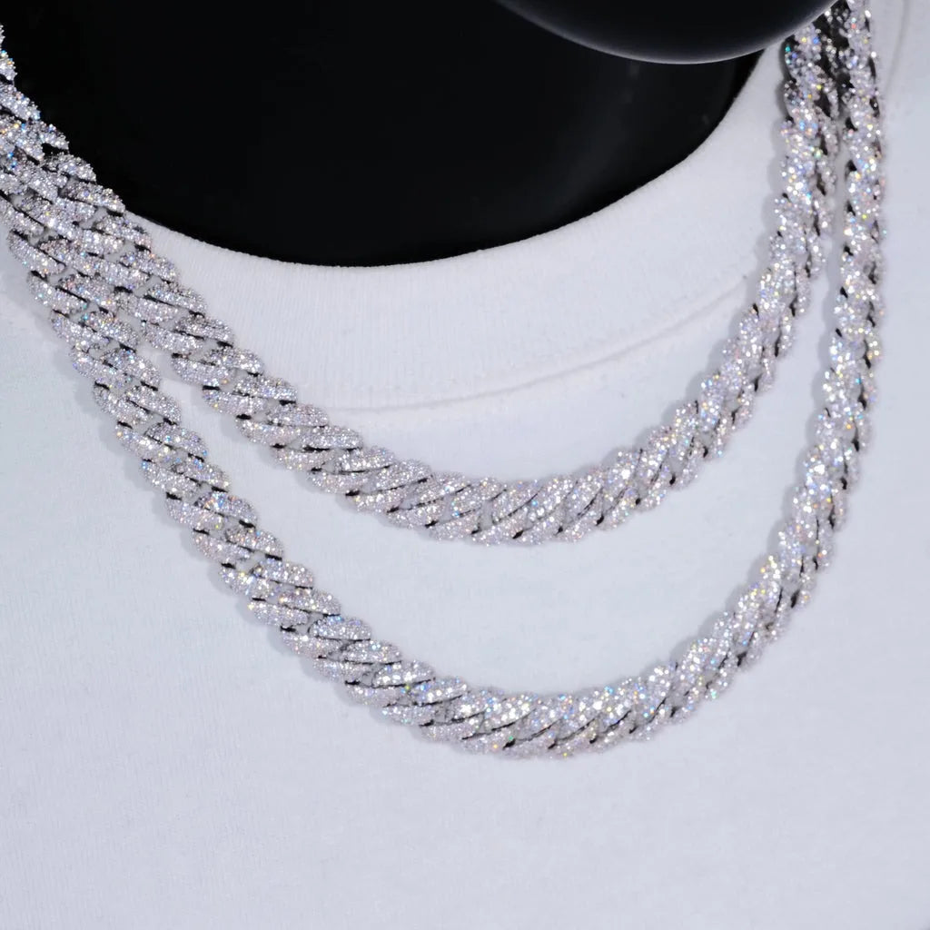 10mm Iced Cuban Link Chain White Gold Color 2 Rows Bling 5A+ Cubic Zirconia Diamond Necklace Luxury Jewelry Gift for Men Women