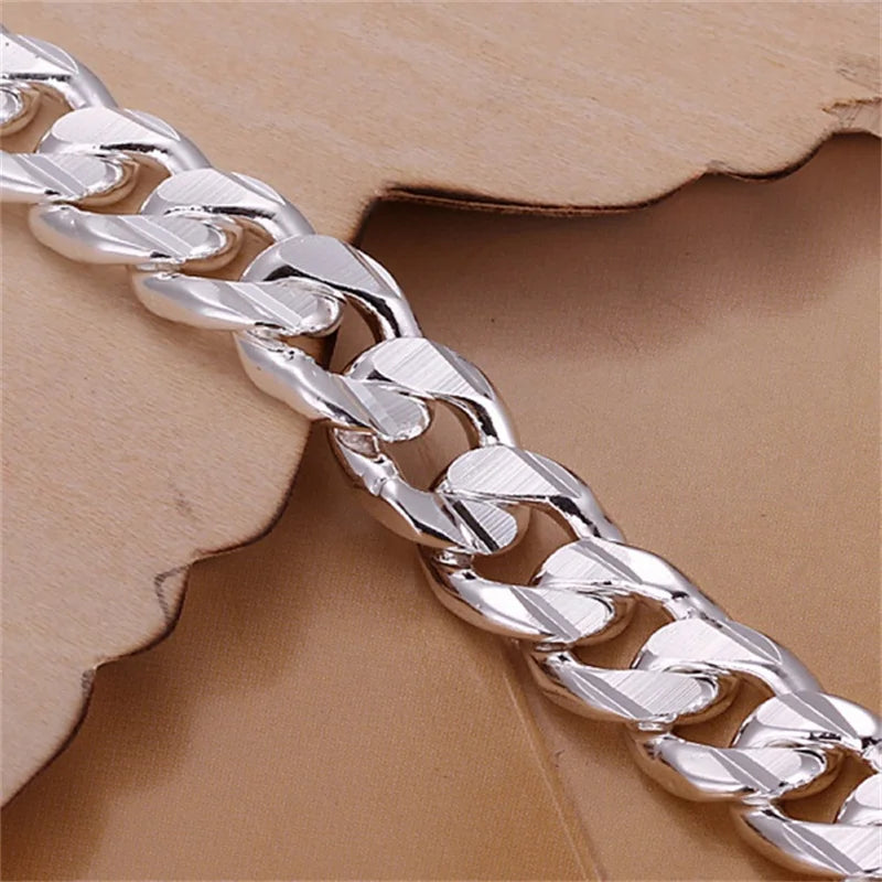 925 Silver Gold  Exquisite 10mm Chain Men Women Chain Noble Wedding Bracelet Fashion Charm Wedding Birthday Gift Some Style