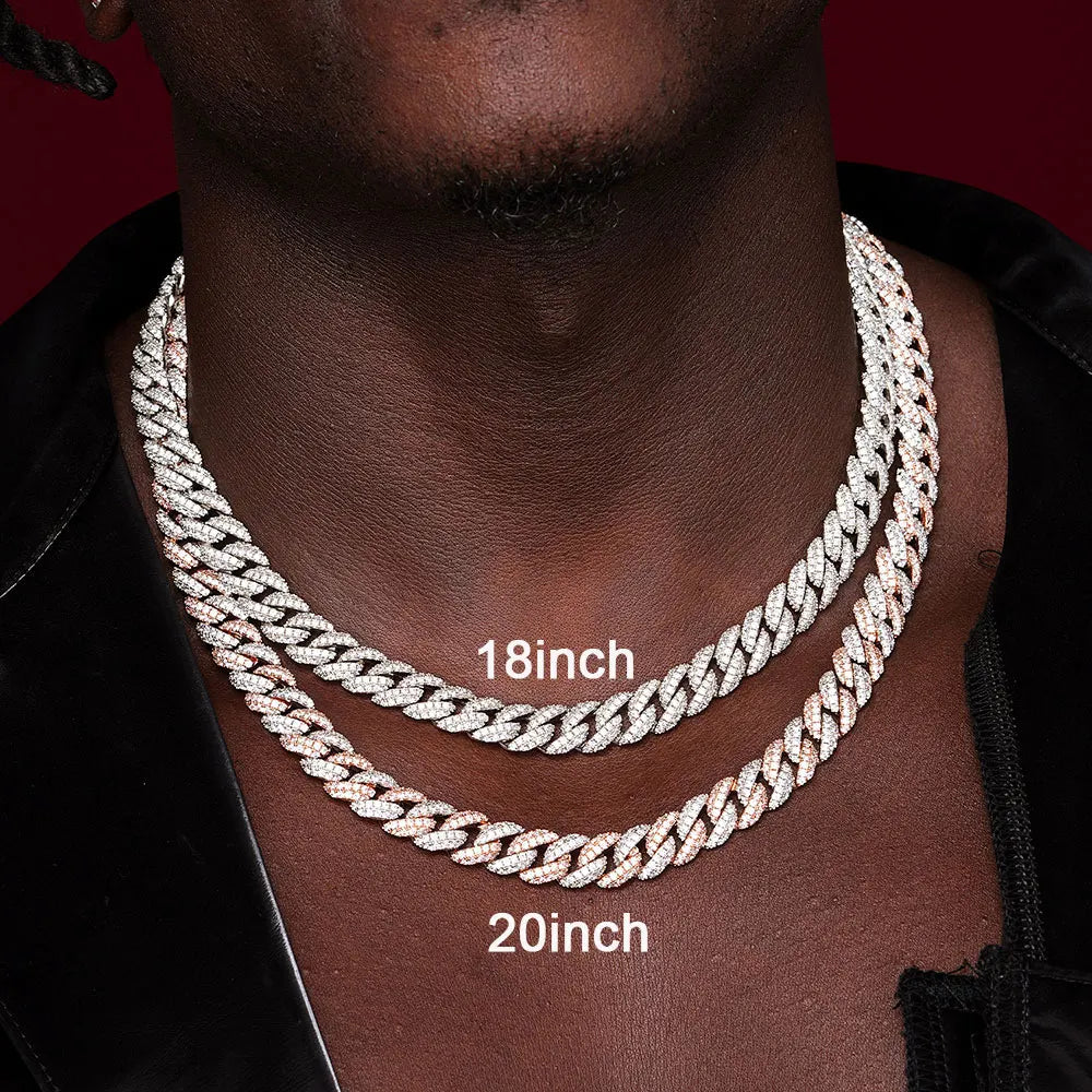 10mm Iced Cuban Link Chain White Gold Color 2 Rows Bling 5A+ Cubic Zirconia Diamond Necklace Luxury Jewelry Gift for Men Women