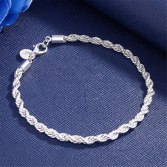 wholesale 925 Sterling silver Classic Twisted rope chain Bracelets for Wedding party Wild Christmas Gift fashion Jewelry