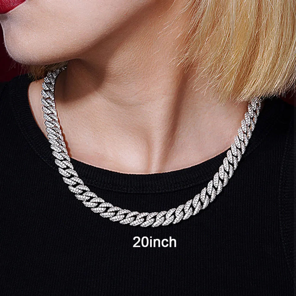 10mm Iced Cuban Link Chain White Gold Color 2 Rows Bling 5A+ Cubic Zirconia Diamond Necklace Luxury Jewelry Gift for Men Women