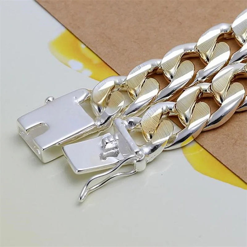 925 Silver Gold  Exquisite 10mm Chain Men Women Chain Noble Wedding Bracelet Fashion Charm Wedding Birthday Gift Some Style