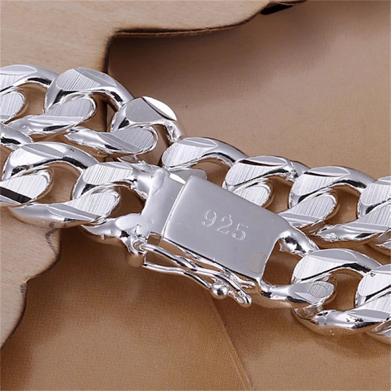 925 Silver Gold  Exquisite 10mm Chain Men Women Chain Noble Wedding Bracelet Fashion Charm Wedding Birthday Gift Some Style