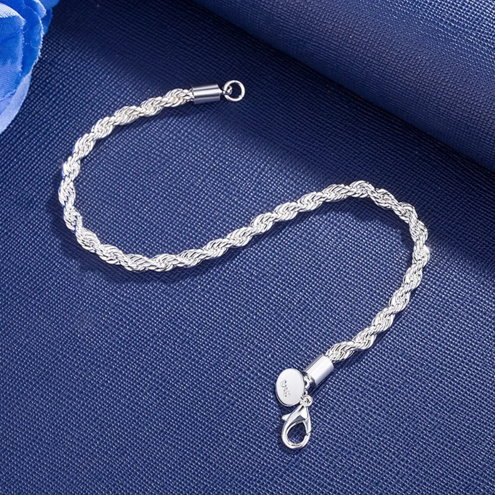 wholesale 925 Sterling silver Classic Twisted rope chain Bracelets for Wedding party Wild Christmas Gift fashion Jewelry