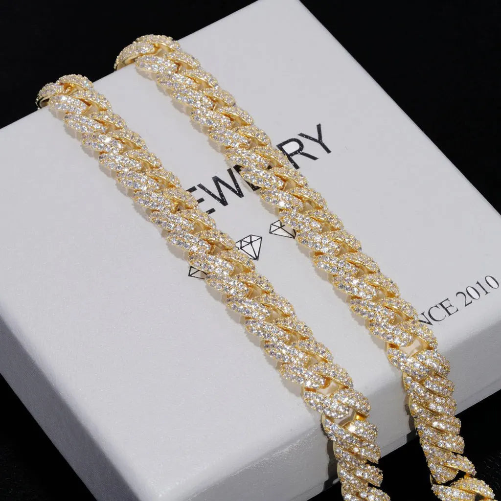 10mm Iced Cuban Link Chain White Gold Color 2 Rows Bling 5A+ Cubic Zirconia Diamond Necklace Luxury Jewelry Gift for Men Women