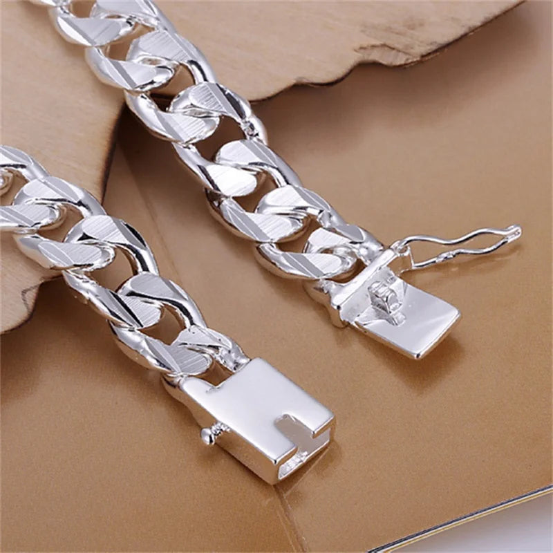 925 Silver Gold  Exquisite 10mm Chain Men Women Chain Noble Wedding Bracelet Fashion Charm Wedding Birthday Gift Some Style