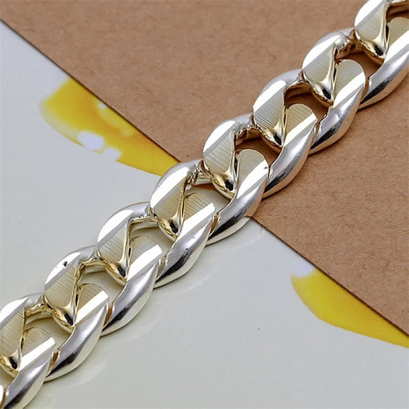 925 Silver Gold  Exquisite 10mm Chain Men Women Chain Noble Wedding Bracelet Fashion Charm Wedding Birthday Gift Some Style