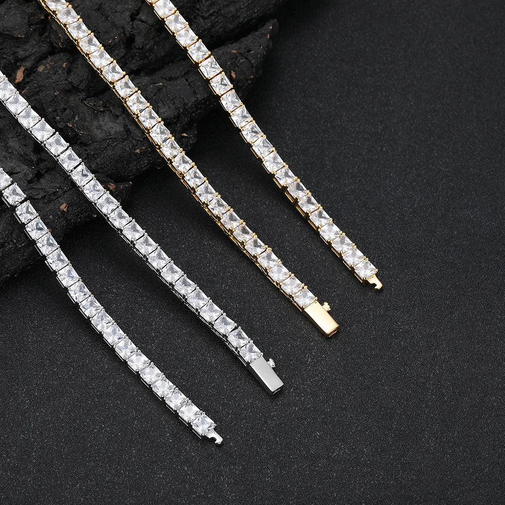 High Quality 5mm Iced Out Diamond Chain Copper Zircon Jewelry Gold Plated Diamond Hip Hop Tennis Chain Gift For Women/Men