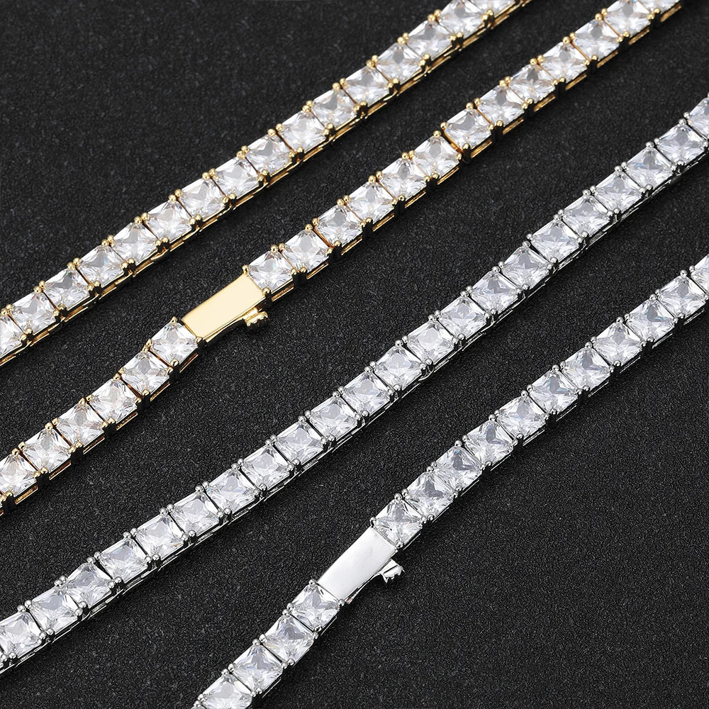 High Quality 5mm Iced Out Diamond Chain Copper Zircon Jewelry Gold Plated Diamond Hip Hop Tennis Chain Gift For Women/Men